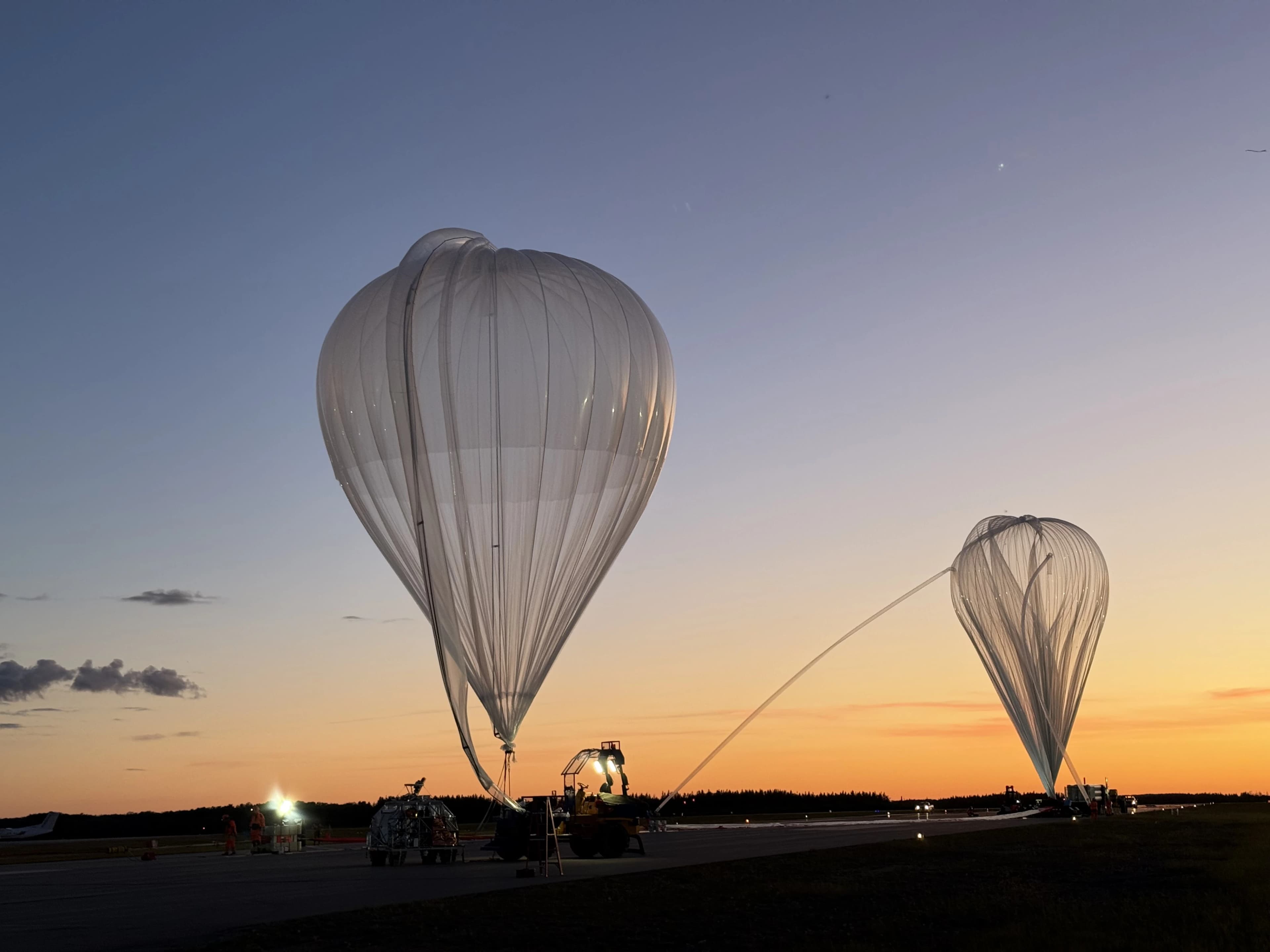 The BVEX payload integrated into the CNES gondola on the launch pad at Timmins, Ontario before the August 2025 flight